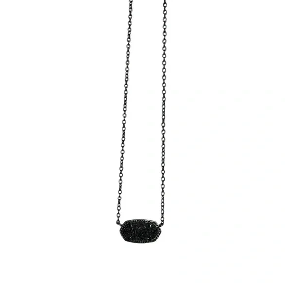 Kendra Scott Elisa Pendant Necklace in Black Drusy - Picture 3 of 4